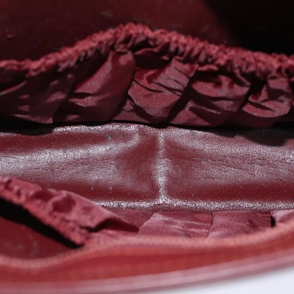 CARTIER Clutch Bag Leather Bordeaux Auth 70664 - Picture 10 of 14